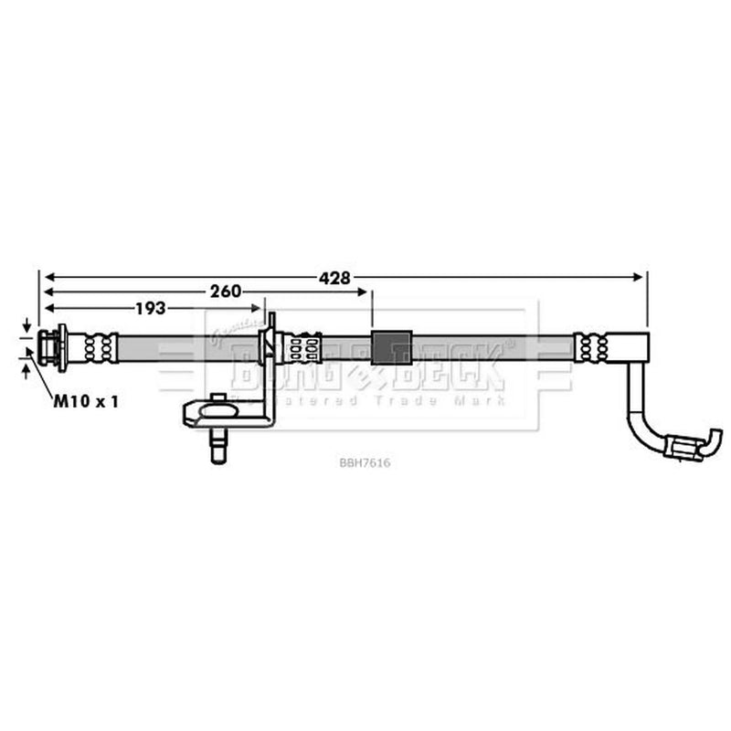 Borg & Beck Brake Hydraulic Hose Line Front Left BBH7616
