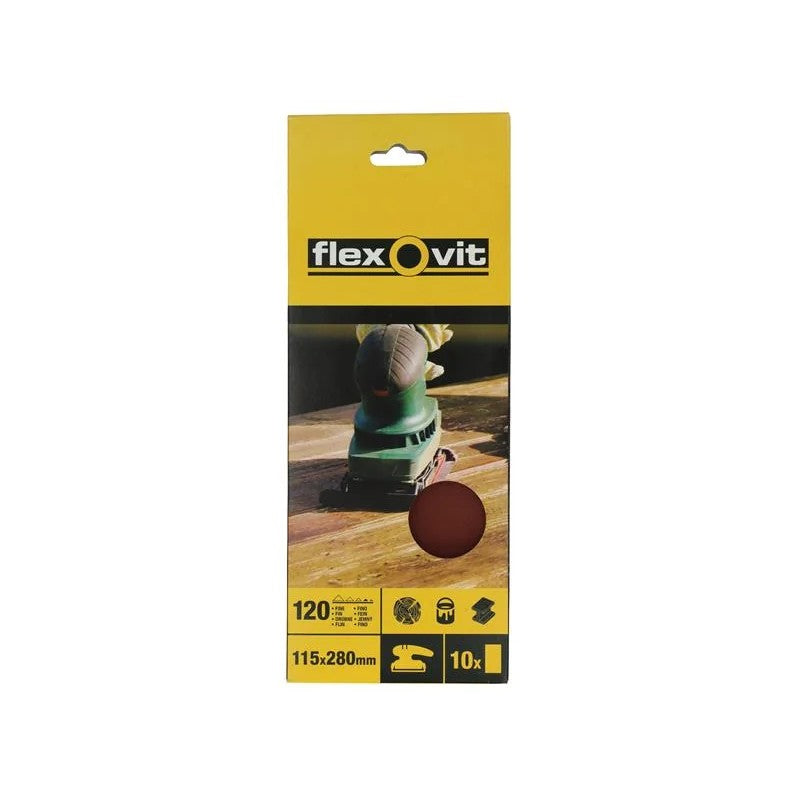 Flexovit 1/2 Sanding Sheets Orbital Plain Medium 80 Grit (Pack 10) - 63642526327