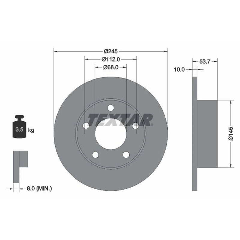 Textar 2 x Solid Rear Brake Discs 92090803