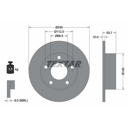 Textar 2 x Solid Rear Brake Discs 92090803