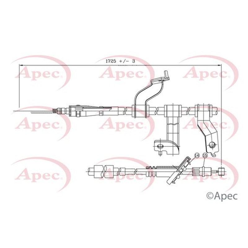 Apec Handbrake Cable Right Rear CAB1346