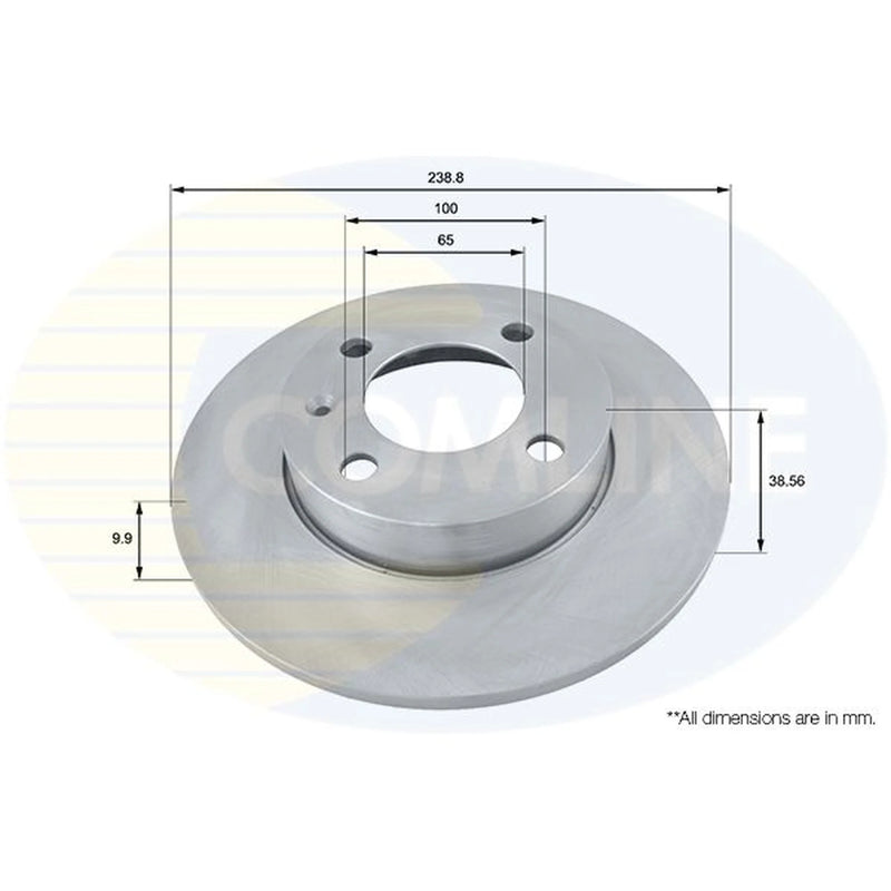 Comline 2 x Solid Front Brake Discs ADC1401