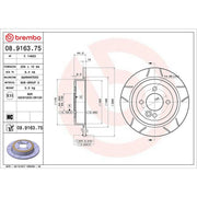 Brembo 2 x Slotted Rear Brake Discs 08.9163.75