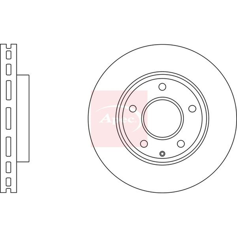 Apec 2 x Vented Front Brake Discs DSK3044