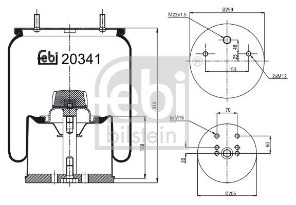 Febi Air Suspension Bellow 200mm
