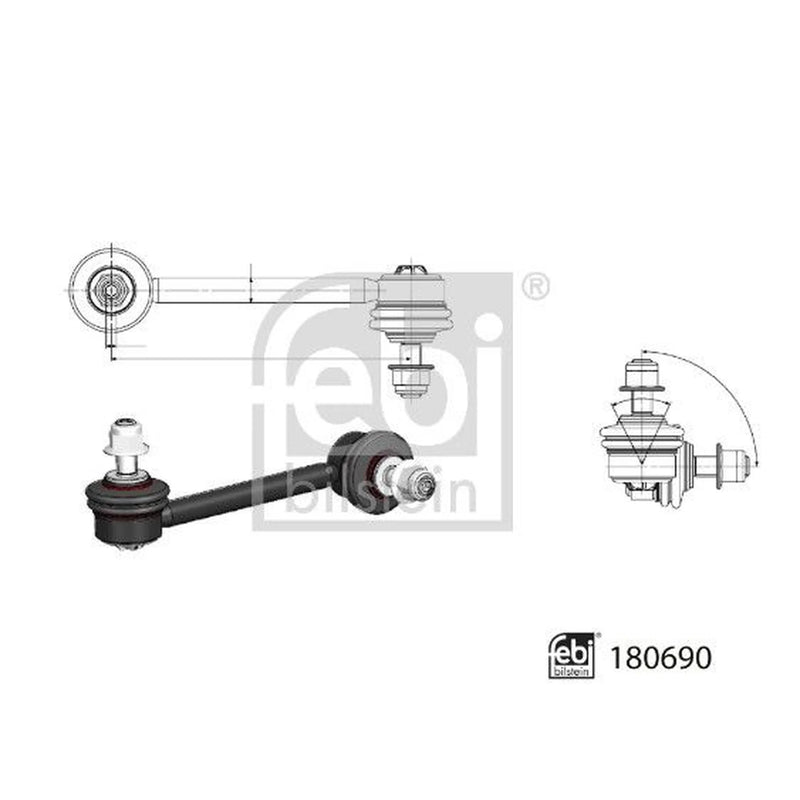 Febi Stabiliser Bar Link Coupling Rod Rear Right 180690
