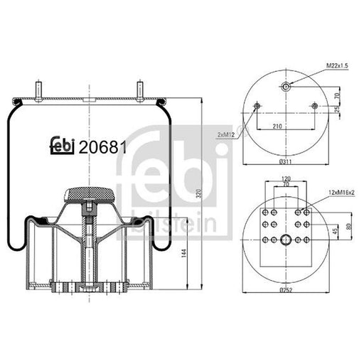 Febi Air Suspension Bellow 311mm 20681