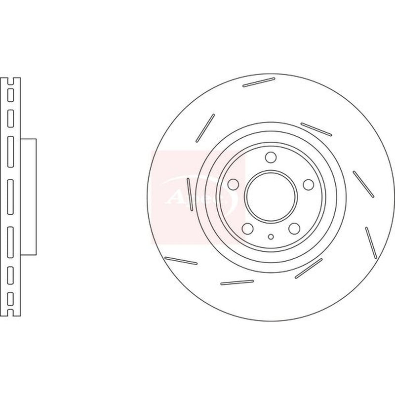 Apec 2 x Slotted/Internally Vented Front Brake Discs DSK3303