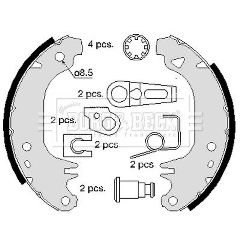 Borg & Beck Brake Shoe Set Axle Kit BBS6242
