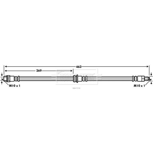 Borg & Beck Brake Hydraulic Hose Line Rear Left BBH7578