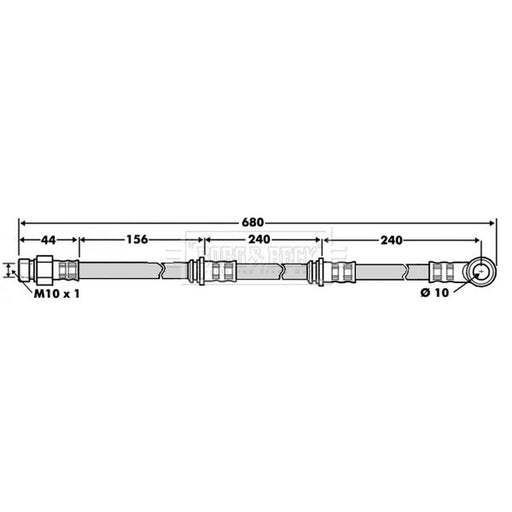 Borg & Beck Brake Hydraulic Hose Line Front Left BBH7503