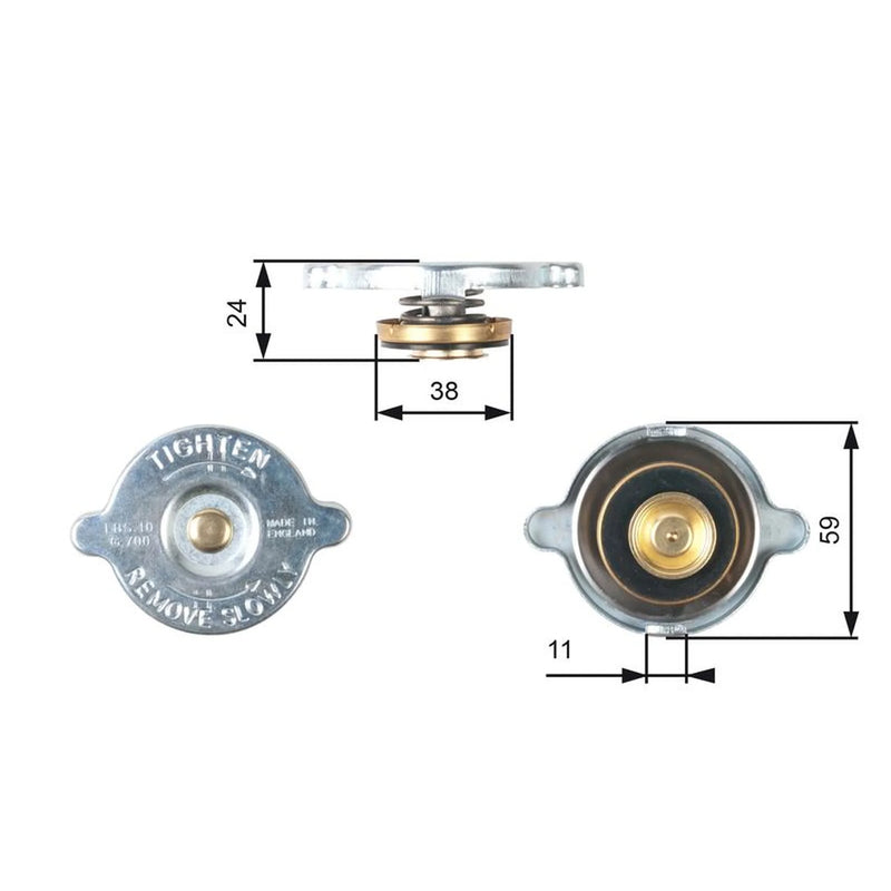 Gates Radiator Expansion Tank Cap bar RC118