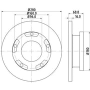 DON 2 x Solid Rear Brake Discs PCD18421