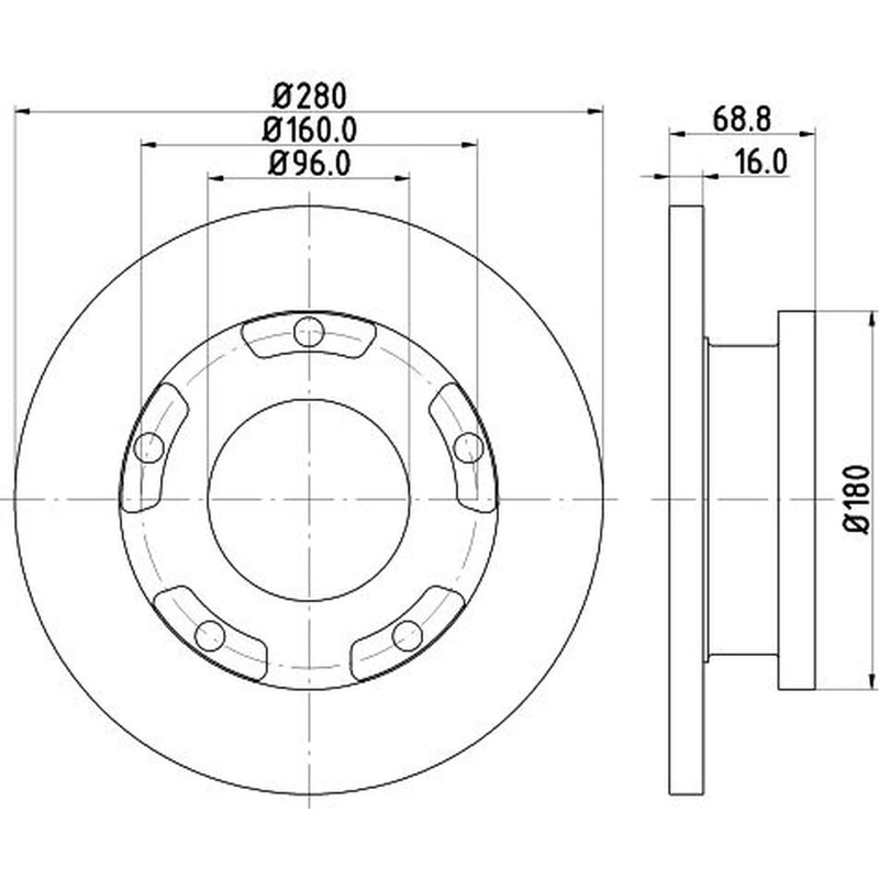 DON 2 x Solid Rear Brake Discs PCD18421