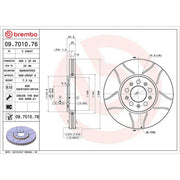 Brembo 2 x Slotted Front Brake Discs 09.7010.76