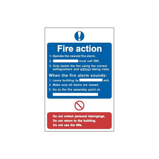 Scan Fire Action Procedure - PVC Sign 200 x 300mm - 0165