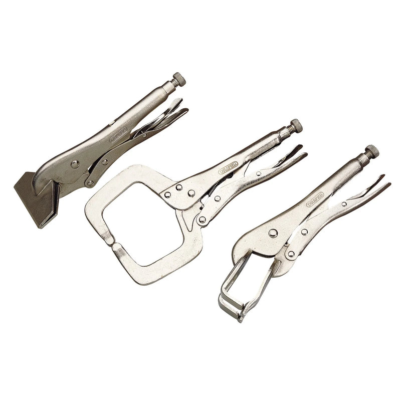 Draper Self Grip Clamp Kit 3 Piece - Nickel Plated Steel