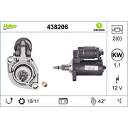 Valeo Starter Motor 12V 1.1kW Teeth 438206
