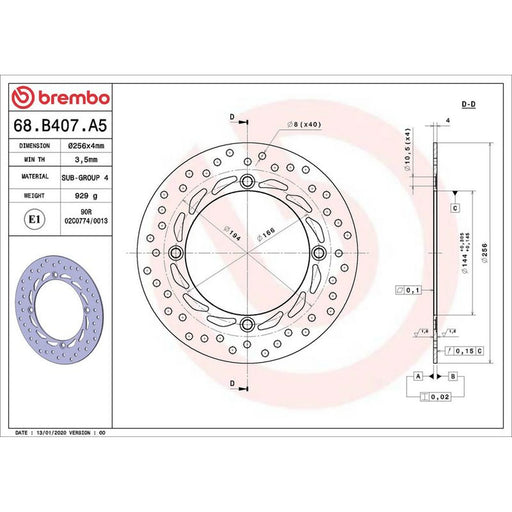 Brembo 2 x Rigid Front Brake Disc Brake Discs 68B407A5