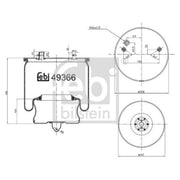 Febi Air Suspension Bellow 197mm Rear 49366