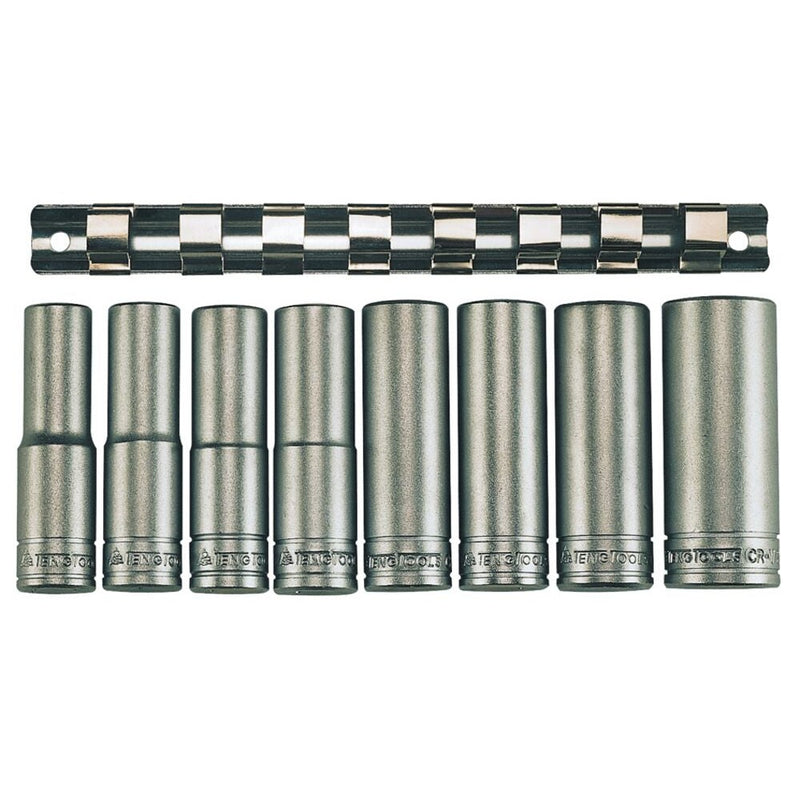 Teng Tools 1/2" Deep Socket Clip Rail Set 8 Pieces
