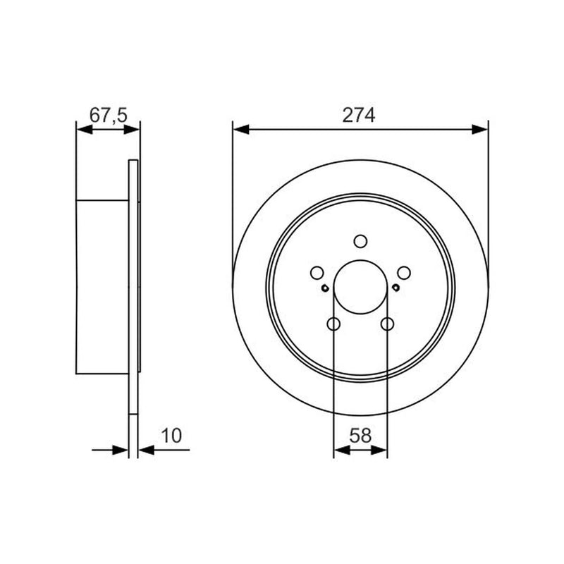 Bosch 2 x Solid Rear Brake Discs 0 986 479 A82