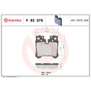 Brembo 4 x Rear Brake Pad Set P83076