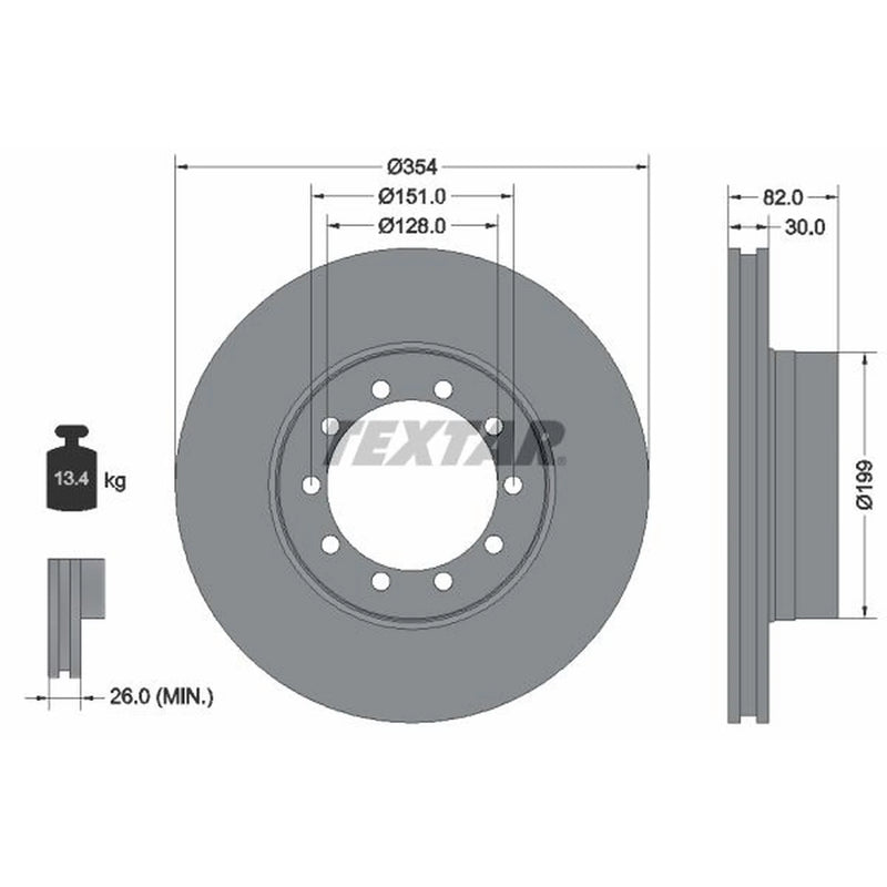Textar 2 x Internally Vented Front Brake Discs 93085900