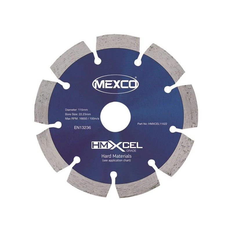 MEXCO XCEL Grade Hard Materials Diamond Blade 115 x 22mm - HMXCEL11522