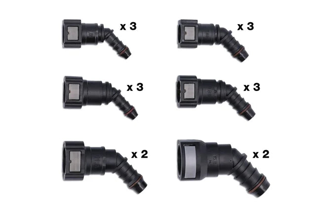 Connect Assorted 45° Angled Fuel Line Quick Connectors 16pc - CPL