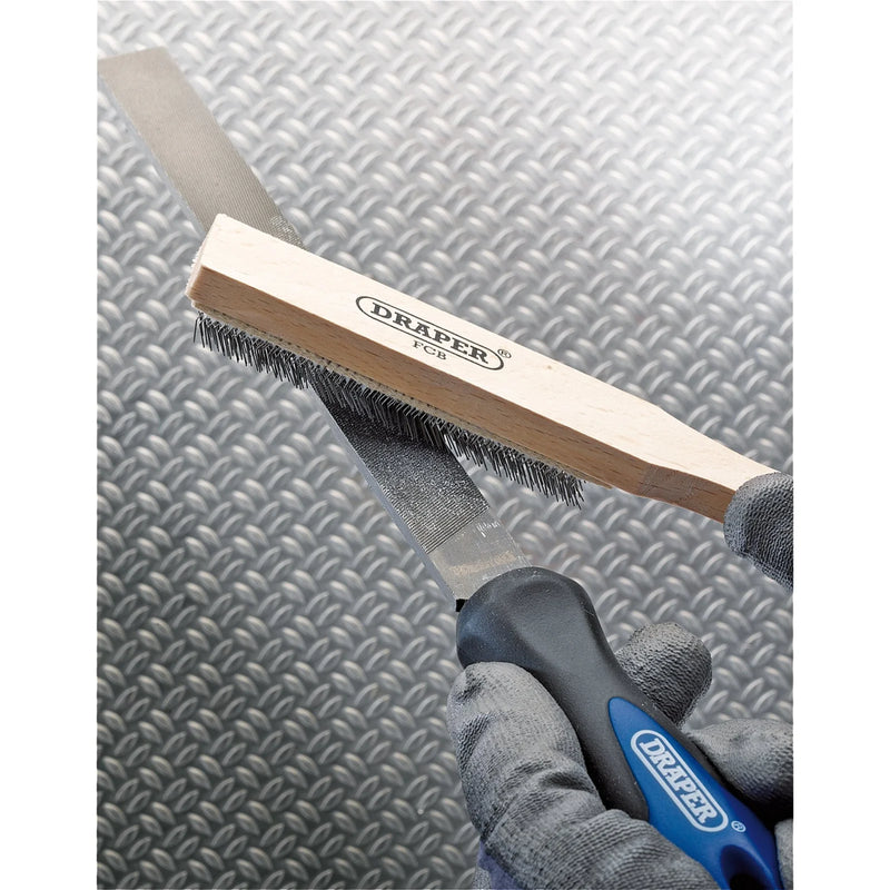 Draper File Cleaning Brush 210mm Beechwood Handle 25mm Width