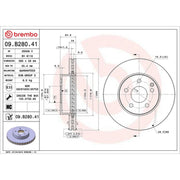 Brembo 2 x Internally Vented Front Brake Discs 09.B280.41