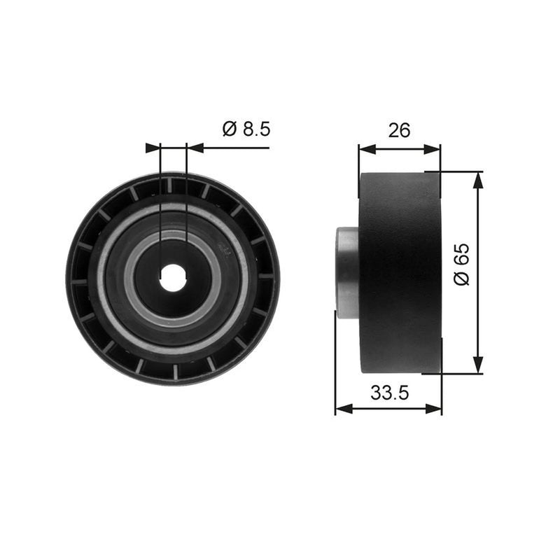 Gates V-Ribbed Belt Tensioner Pulley 65mm OD Wide T39057