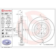 Brembo 2 x Internally Vented Rear Brake Discs 09.A961.11