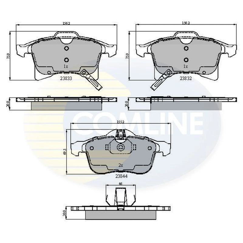 Comline 4 x Front Brake Pad Set CBP31307