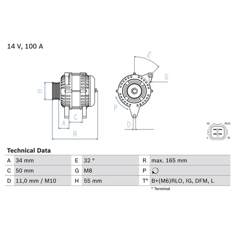 Bosch Car Alternator 12V 0 986 082 350