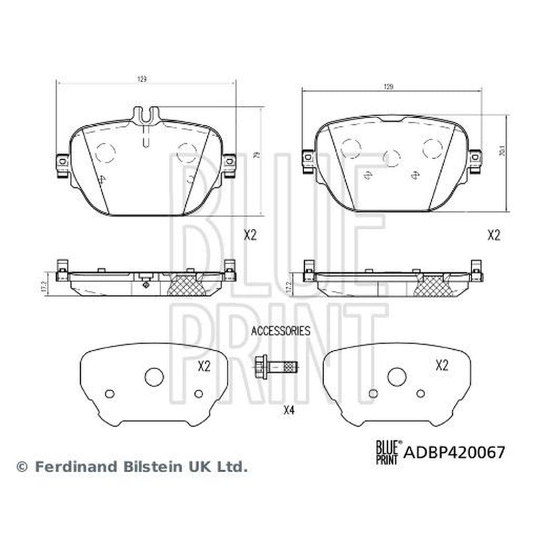 Blue Print Rear Brake Pad Set ADBP420067
