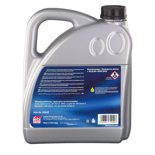 FEBI BILSTEIN Engine Oil 4L 5W30 Fits Alfa Alpina Audi BMW Chevrolet Citroen FEBI - Town Parts