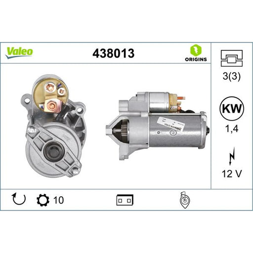 Valeo Starter Motor 12V 1.4kW 10 Teeth 438013