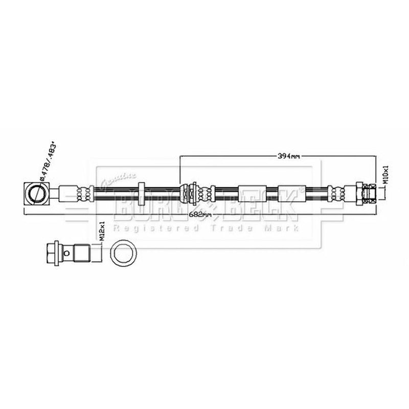 Borg & Beck Brake Hydraulic Hose Line Front Left BBH8772
