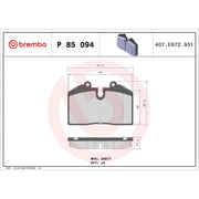 Brembo 4 x Rear Brake Pad Set P85094