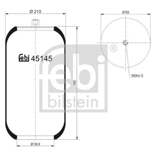 Febi Air Suspension Bellow 155mm Front Right 45145