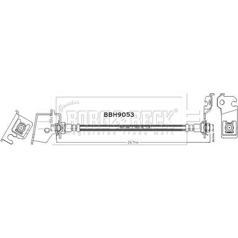 Borg & Beck Brake Hydraulic Hose Line Rear Right BBH9053
