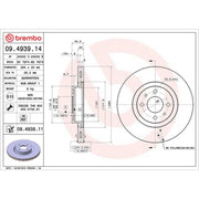 Brembo 2 x Internally Vented Front Brake Discs 09.4939.11