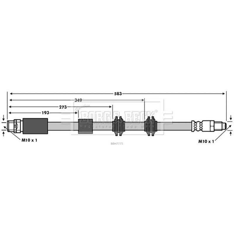 Borg & Beck Brake Hydraulic Hose Line Front Left BBH7775