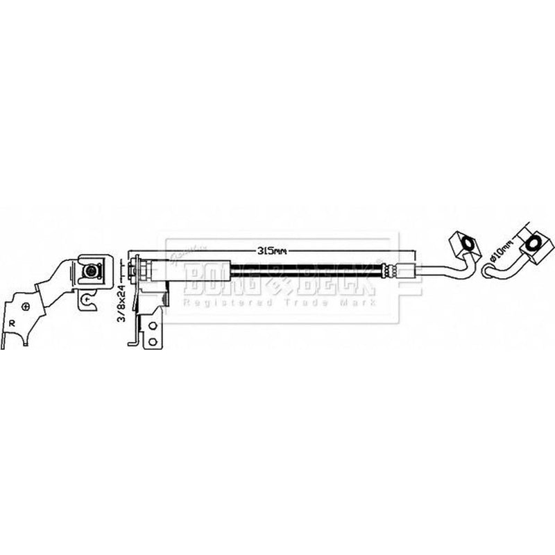 Borg & Beck Brake Hydraulic Hose Line Front Right BBH8620