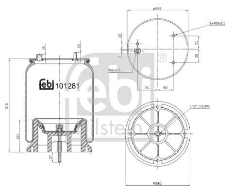 Febi Air Suspension Bellow fits Daf Xf 95 2002-2006 95.380 95.430 95.480 95.530