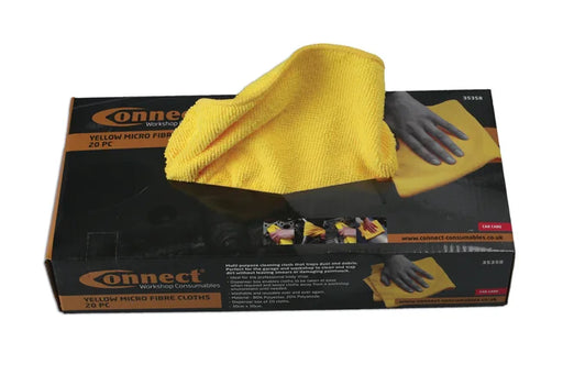 Connect Microfibre Yellow Cloths in Dispenser Box 20pc - CPL