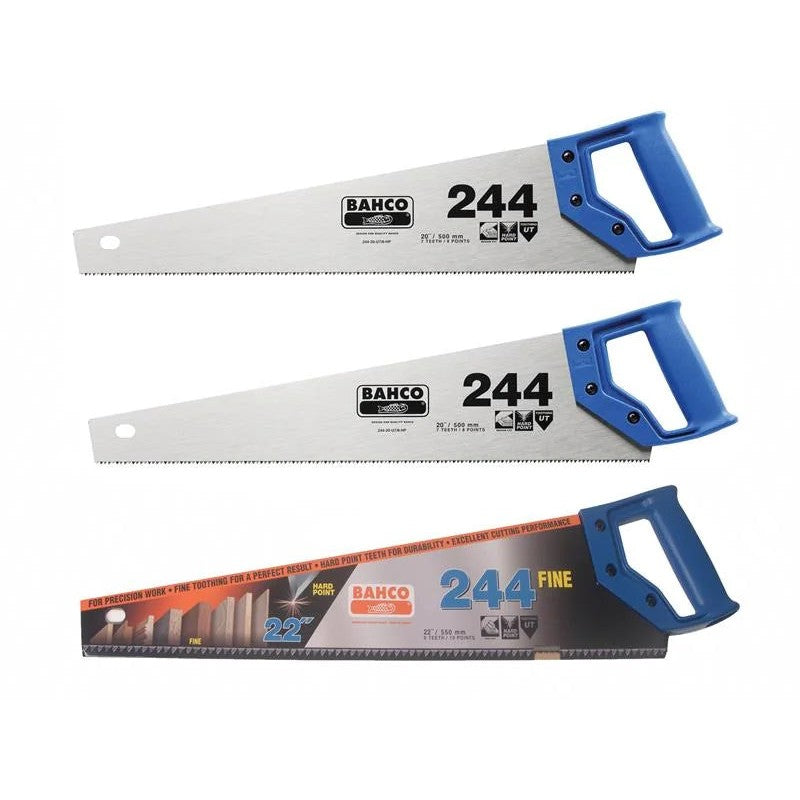 Bahco 2 x 244 Hardpoint Handsaw 550mm (22in) & 1 x 244 Fine Cut Handsaw 550mm