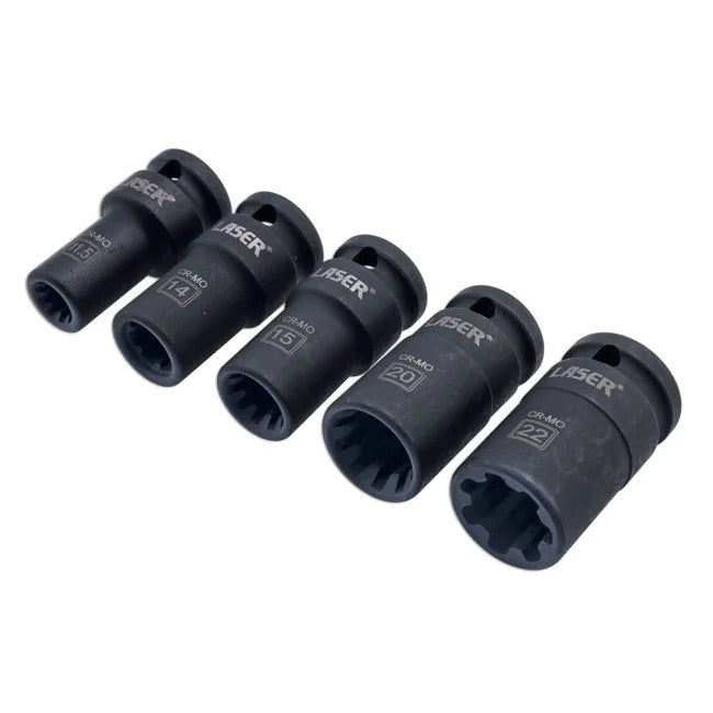 Laser Tools Caliper Bolt Socket Set 1/2"D 5pc - for VW Group - PL